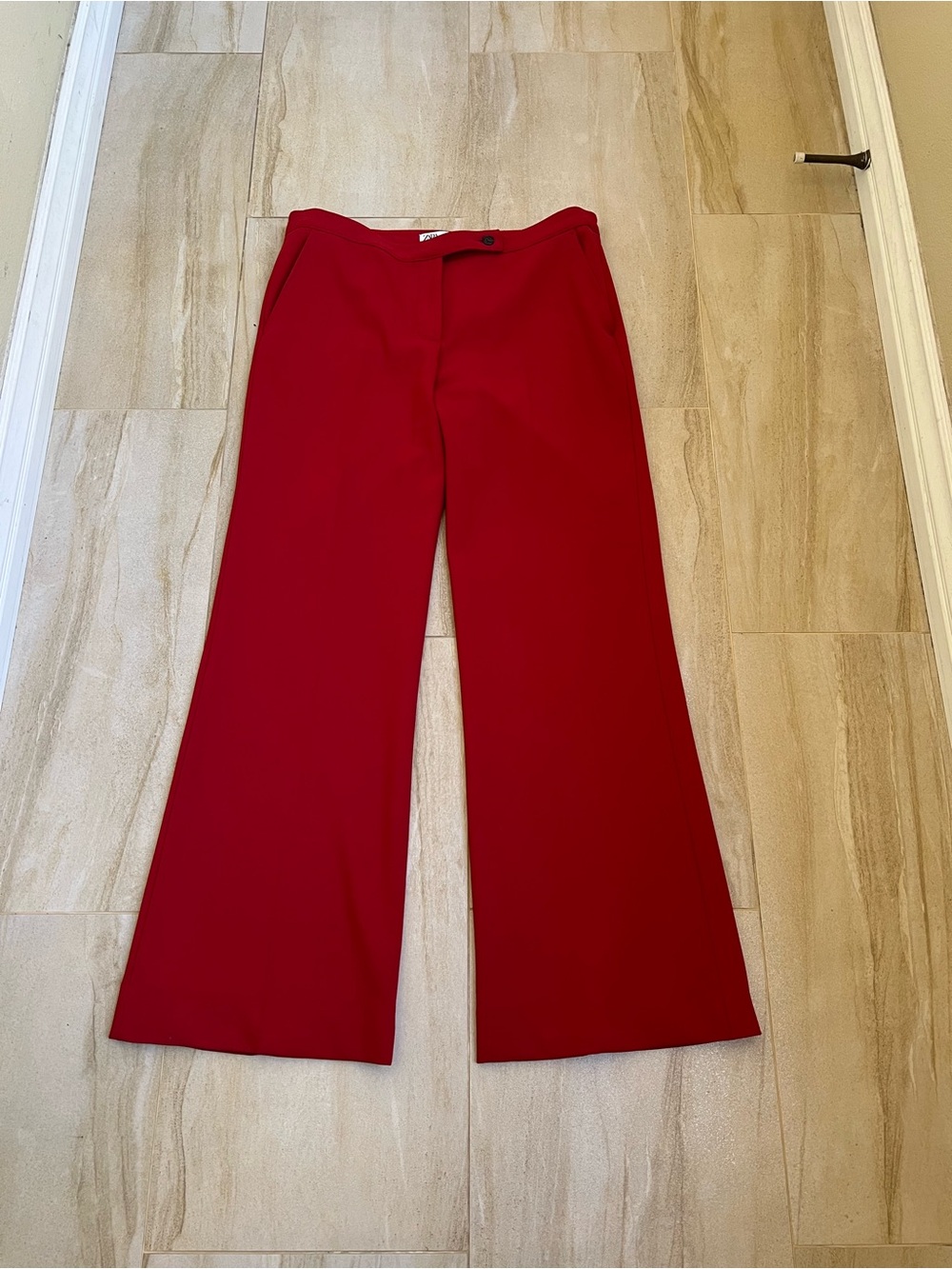 Zara Wide-Leg Deep Tomatoes Red Trousers